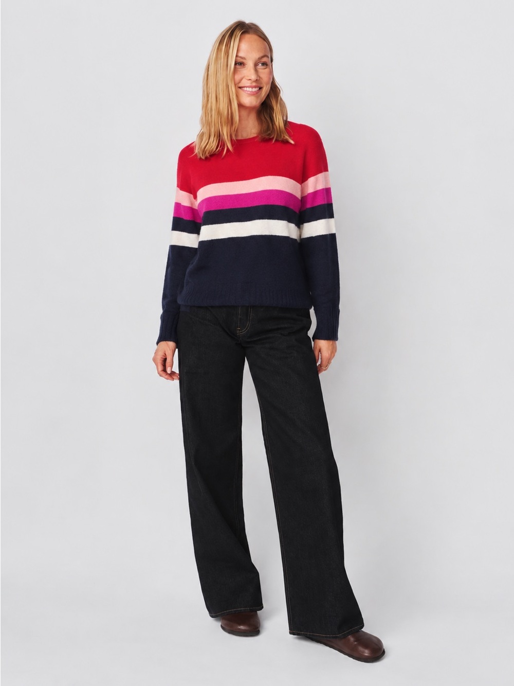 Sundry cashmere wool striped lightweight crew neck sweater size XS